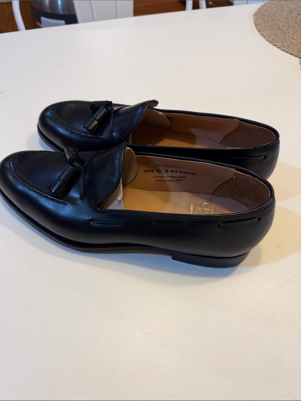 Crockett & Jones Black Leather Tassel Loafers Sz 10.  New